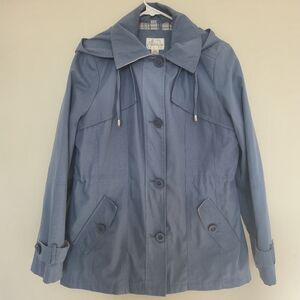 Tradition Women’s Blue Hooded Plaid-Lined Utility Jacket – Size Medium